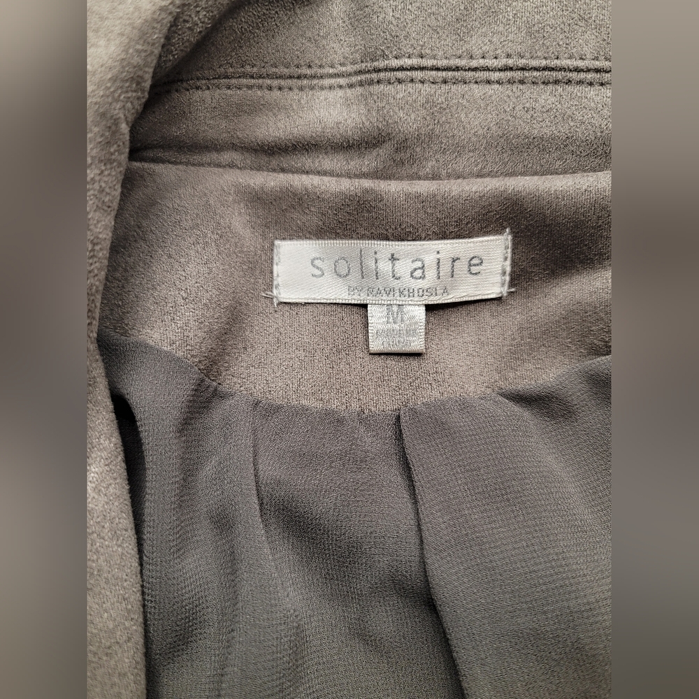 Solitaire by Ravi Khosla Grey Faux Suede Jacket Size M - Picture 11 of 11